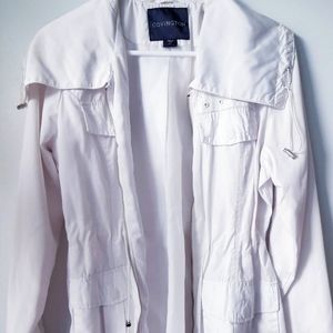 NWOT Covington White Jacket Windbreaker Waterproof Trench Raincoat Coat